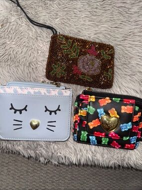 Wallet bundle! Cat Coin Purse + Gummy Bear Heart Wallet + Beaded Wristlet